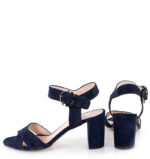VIVIAN- Granatowe sandały na słupku zamszowe - obrazek 4