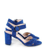 VIVIAN- Niebieskie sandały na słupku zamszowe - obrazek 6