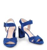 VIVIAN- Niebieskie sandały na słupku zamszowe - obrazek 2