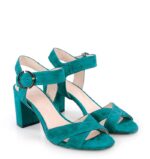 VIVIAN - Zielone sandały na słupku zamszowe - obrazek 7