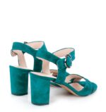 VIVIAN - Zielone sandały na słupku zamszowe - obrazek 5