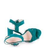 VIVIAN - Zielone sandały na słupku zamszowe - obrazek 4