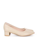 WERONICA - Czółenka beżowe licowe niski obcas