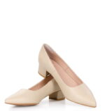 WERONICA - Czółenka beżowe licowe niski obcas - obrazek 5