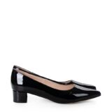 WERONICA - czarne czółenka na niskim obcasie lakierowane