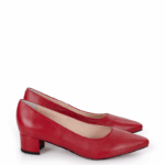 WERONICA - Czółenka czerwone licowe niski obcas