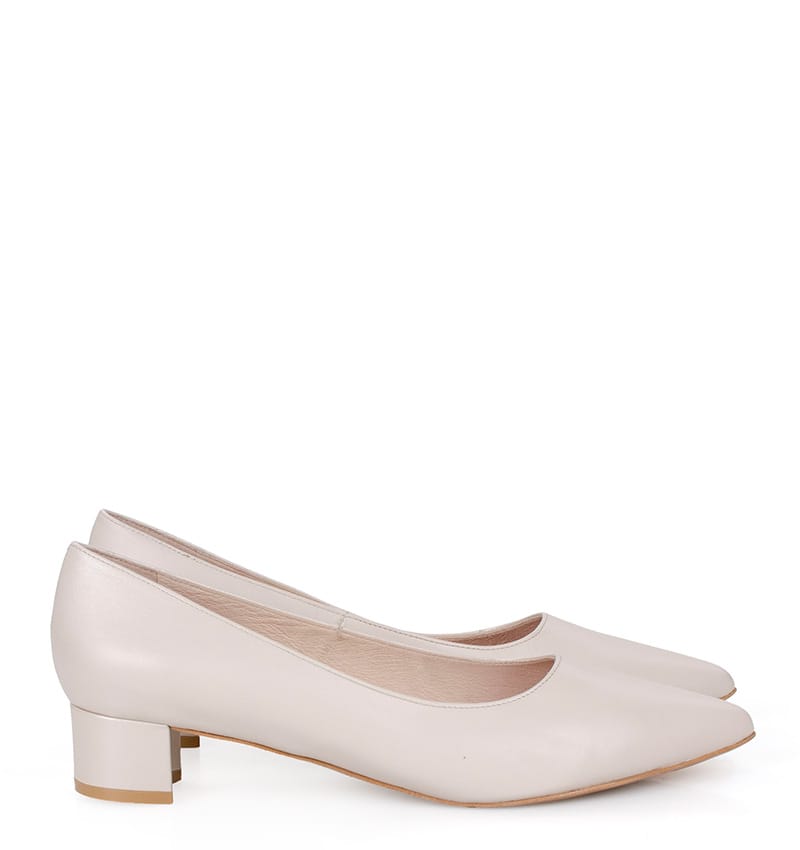 Weronica-pudrowy-roz.jpg WERONICA - Czółenka pudrowy róż licowe niski obcas - obrazek 1