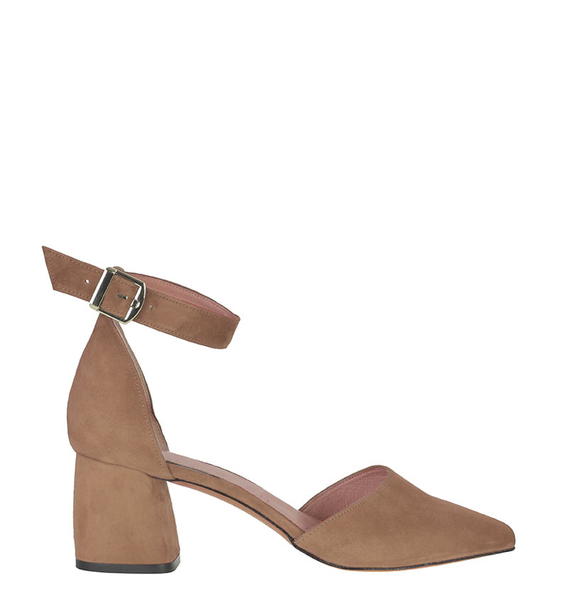 ZERITA-bez-diaspro.jpg ZERITA - beżowe czółenka na słupku z paskiem nad kostką - obrazek 1