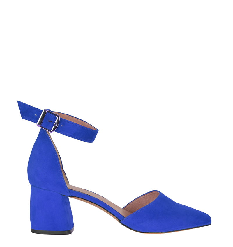 ZERITA-cobalt.jpg ZERITA - Niebieskie czółenka na słupku z paskiem nad kostką - obrazek 1