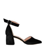 ZERITA - czarne czółenka na słupku z paskiem nad kostką