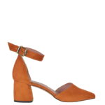 ZERITA - Pomarańczowe czółenka na słupku z paskiem nad kostką