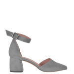 ZERITA - szare czółenka na słupku z paskiem nad kostką