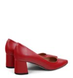 ADEL- Czerwone czółenka na słupku z licowej skóry - obrazek 3