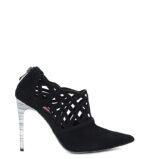 AMELIA - Czarne botki do kostki na szpilce (ażurowe)
