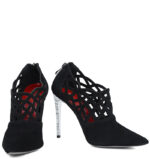 AMELIA - Czarne botki do kostki na szpilce (ażurowe) - obrazek 5