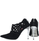 AMELIA - Czarne botki do kostki na szpilce (ażurowe) - obrazek 6