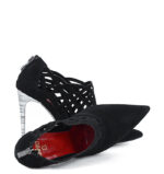 AMELIA - Czarne botki do kostki na szpilce (ażurowe) - obrazek 4