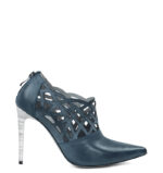 AMELIA - Granatowe botki do kostki na szpilce (ażurowe)