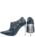 AMELIA - Granatowe botki do kostki na szpilce (ażurowe) - obrazek 6