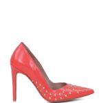 ANAHIT - Czerwone szpilki z dżetami, licowa skóra