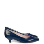 JESSICA - Granatowe szpilka na niskim obcasie z licowej skóry