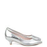 JESSICA - Srebrne szpilka na małym obcasie z licowej skóry