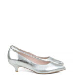 JESSICA - Srebrne szpilka na małym obcasie z licowej skóry