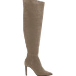 ASTRID - beżowe kozaki muszkieterki za kolano na szpilce