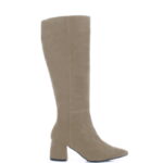 AURORA - beżowe kozaki na grubym słupku