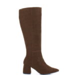 AURORA - Ciemno brązowe kozaki na grubym słupku