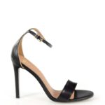 AVA - Sandały na szpilce czarne skóra naturalna