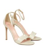 AVA - Sandały na szpilce ecru perła skóra lakierowana - obrazek 2