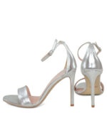 AVA - Sandały na szpilce srebrne z licowej skóry - obrazek 6