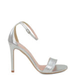 AVA - Sandały na szpilce srebrne z licowej skóry