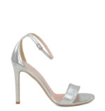 AVA - Sandały na szpilce srebrne z licowej skóry