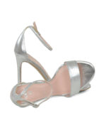 AVA - Sandały na szpilce srebrne z licowej skóry - obrazek 4