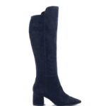 BARB - granatowe kozaki za kolano na słupku