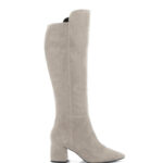 BARB - jasno szare kozaki za kolano na słupku