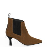 NOA - Brązowe wsuwane krótkie botki na szpilce