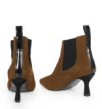 DAGA - Brązowe botki wsuwane za kostkę na szpilce - obrazek 2