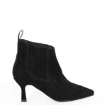 NOA - Czarne wsuwane krótkie botki na szpilce