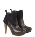 CARLA - Brązowe botki za kostkę z cielęcej skóry na platformie - obrazek 2