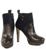 CARLA - Brązowe botki za kostkę z cielęcej skóry na platformie - obrazek 4