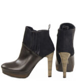 CARLA - Brązowe botki za kostkę z cielęcej skóry na platformie - obrazek 5