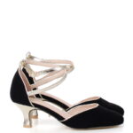 CARMEN - czarne czółenka do tańca ze złotą lamówką