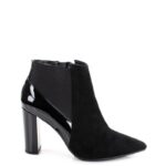 CORA - Czarne krótkie botki na słupku