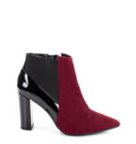 CORA - Bordowe krótkie botki na słupku