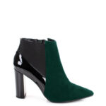 CORA - Ciemno zielone krótkie botki na słupku