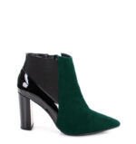 CORA - Ciemno zielone krótkie botki na słupku