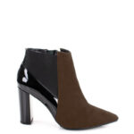 CORA - Ciemno brązowe krótkie botki na słupku